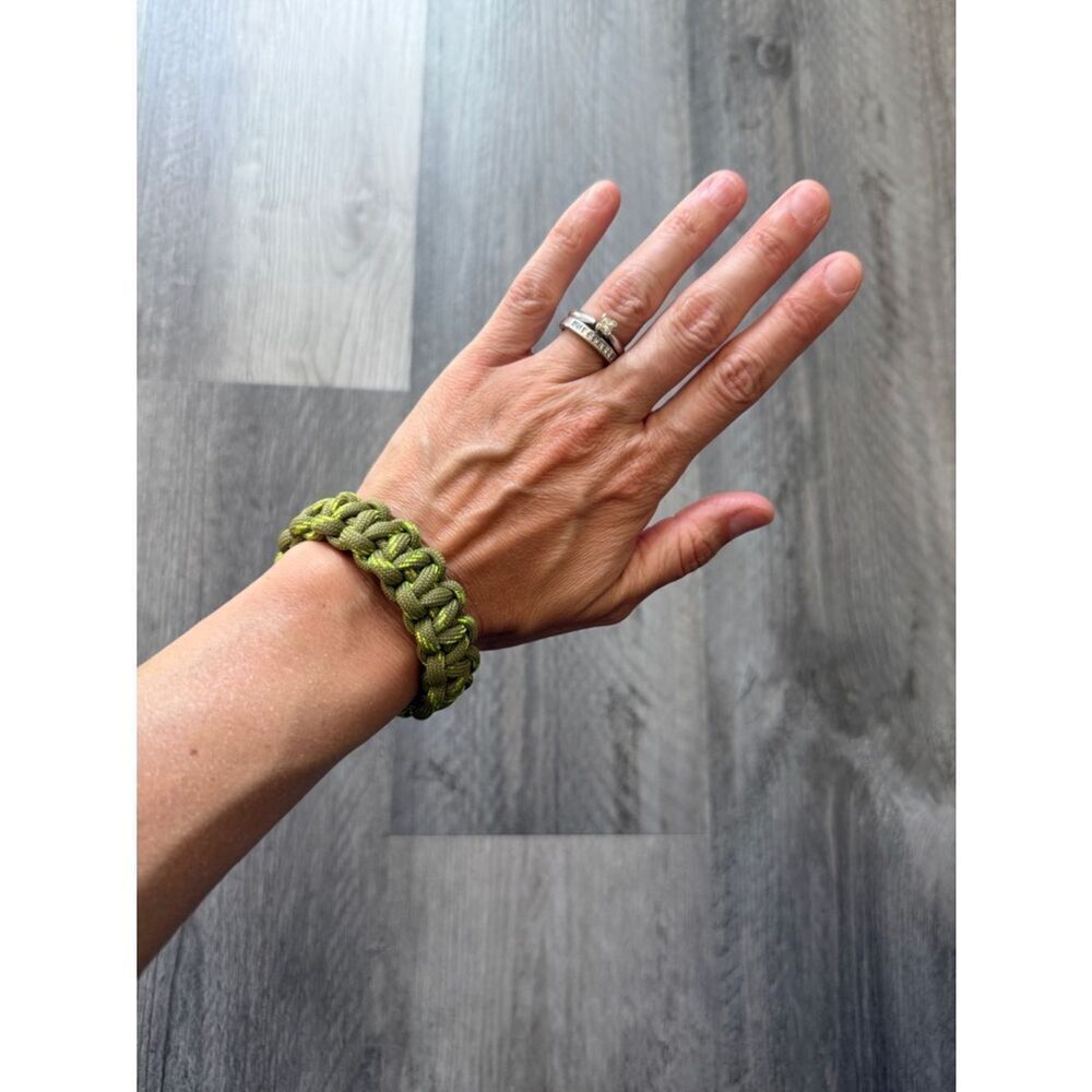 Paracord Bracelet NEW Unisex Handmade USA Olive Green Neon Adjustable